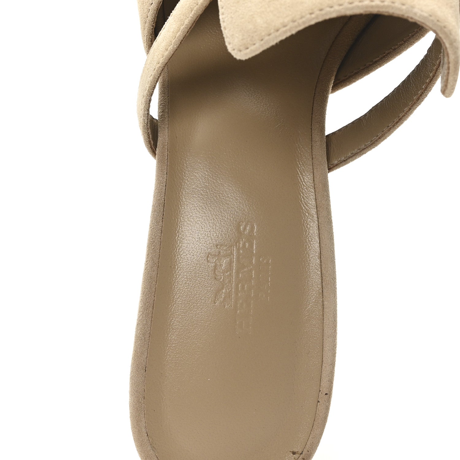 Hermes Suede Goatskin Satin Cute Sandals 38.5 Beige Argile 8 of 9