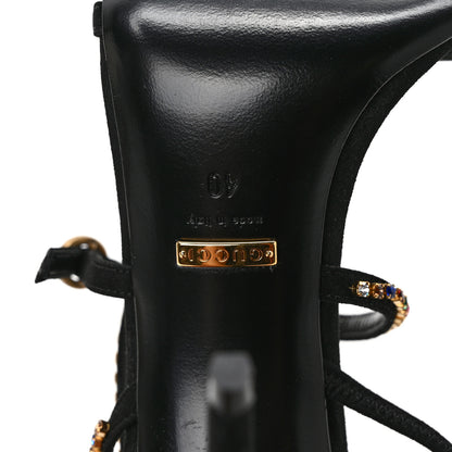 Gucci Kid Scamosciato Crystal Embellished Carmen High Heel Sandals 40 Black 6 of 8