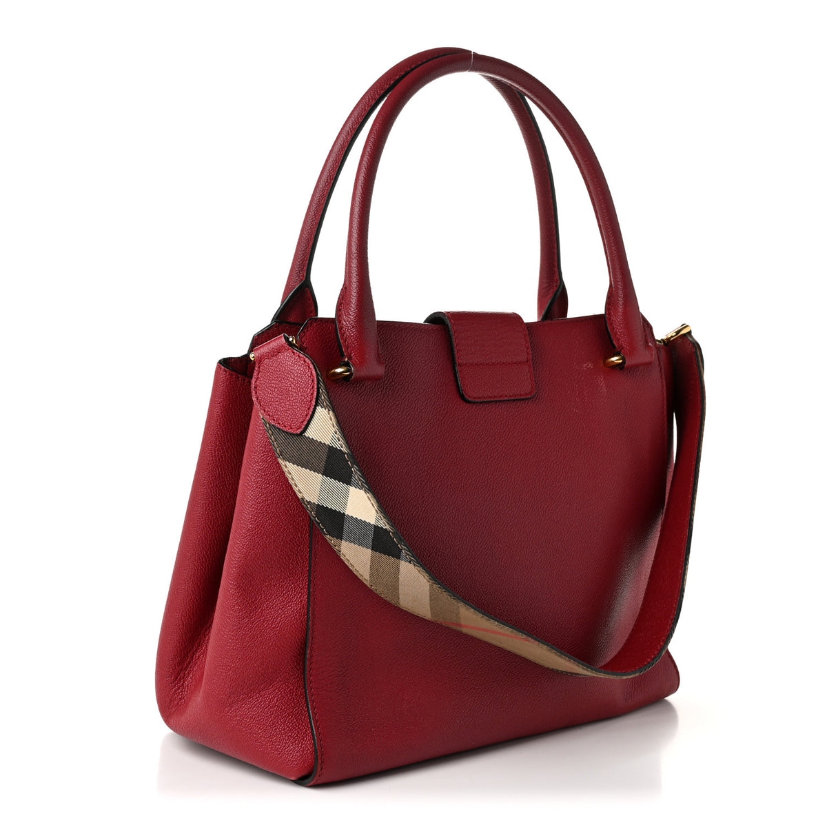 Burberry Soft Grain Calfskin Medium Buckle Tote Parade Red 5 of 21