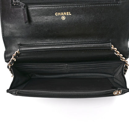 Chanel Patent Quilted Wallet On Chain WOC Black 6 of 13
