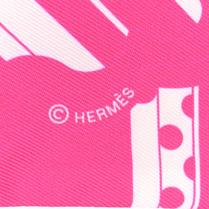 Hermes Silk Faubourg Rainbow Twilly Rose Vif White 3 of 4