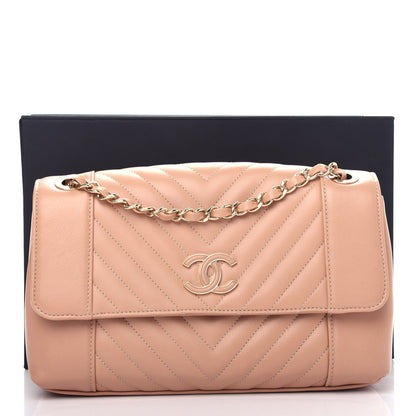 Chanel Calfskin Quilted Medium Daily Chevron Flap Beige 11 of 11