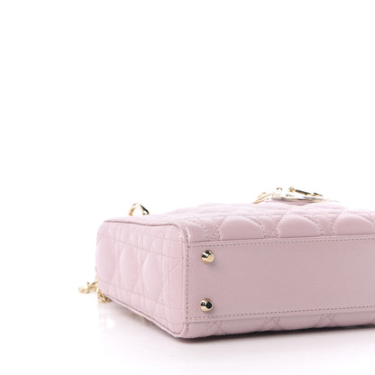 Christian Dior Metallic Lambskin Cannage Mini Lady Dior Lotus 7 of 12