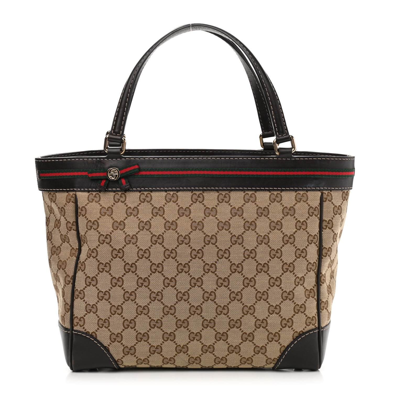 Gucci Monogram Web Medium Mayfair Tote Dark Brown 1 of 12