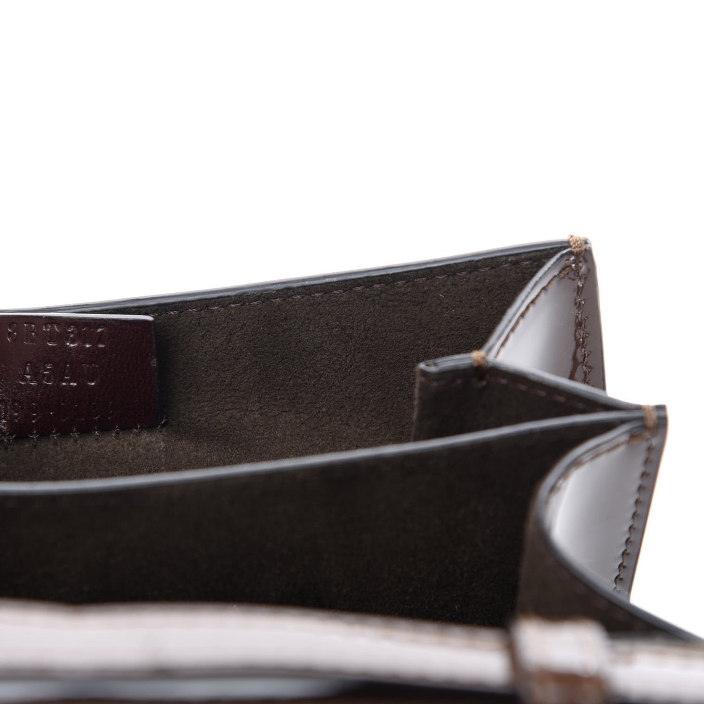 Vitello Vernice Mou Karligraphy Crossbody Bag Ebano