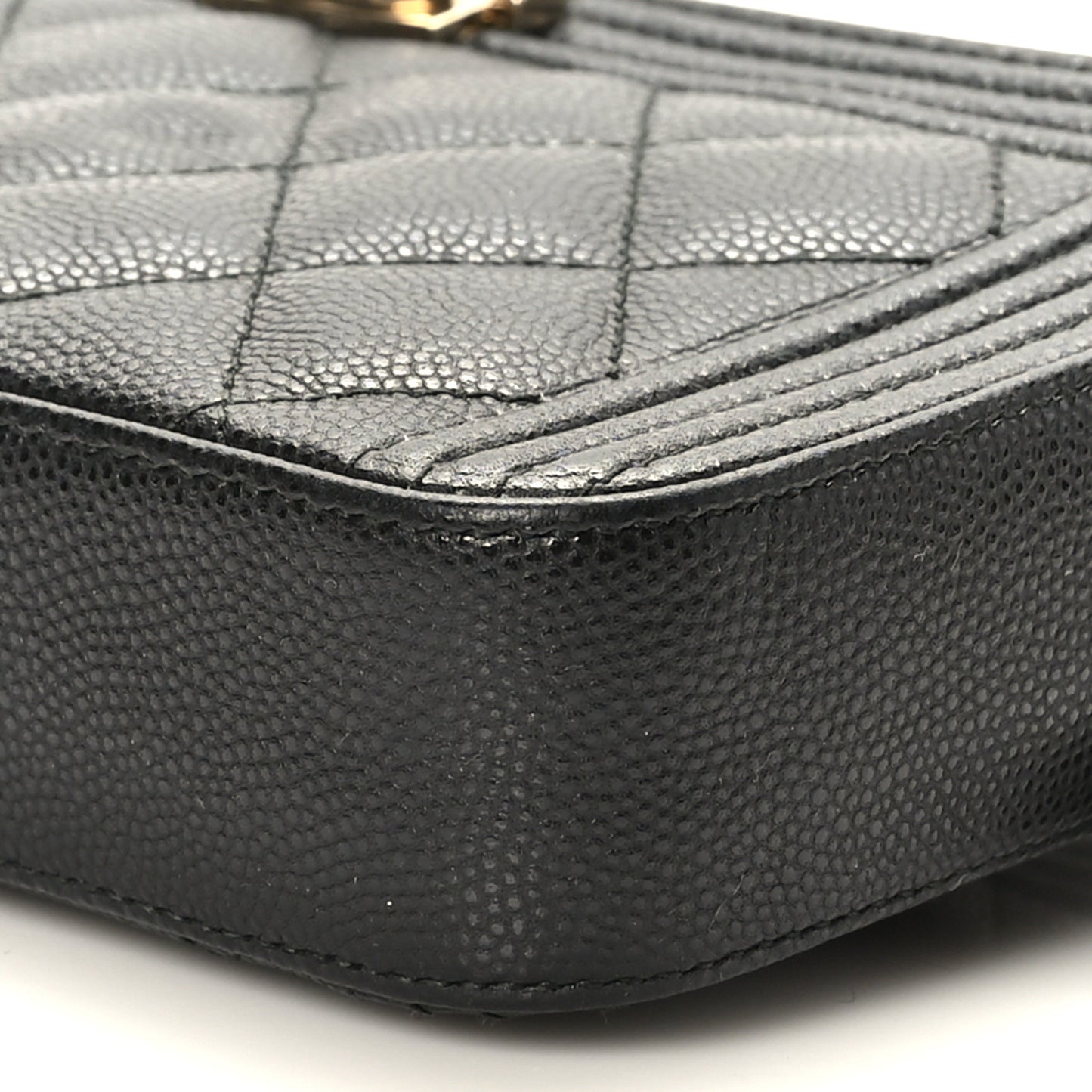 Caviar Quilted Small Boy Clutch With Chain Black