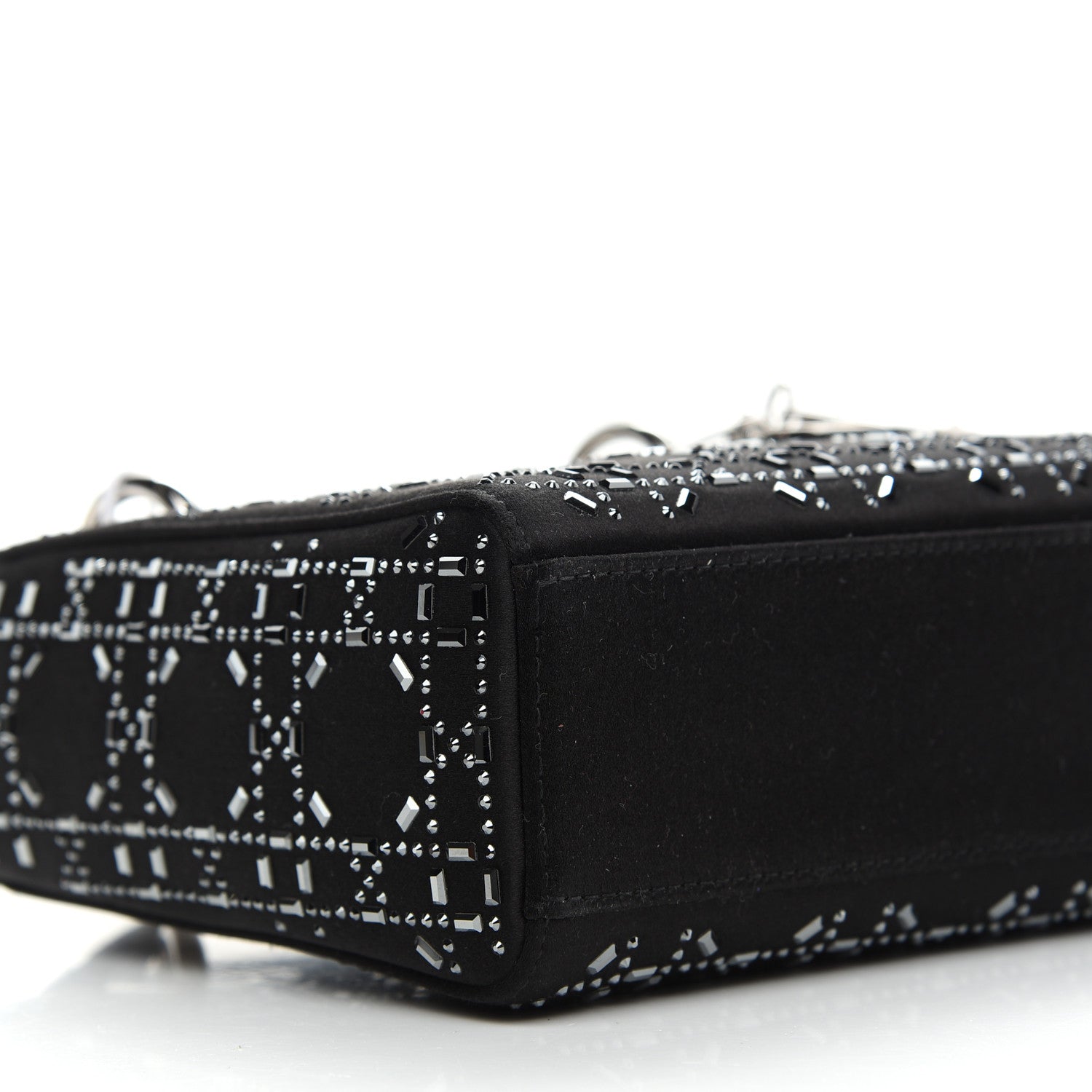 Christian Dior Satin Crystal Cannage Mini Lady Dior Black 6 of 8