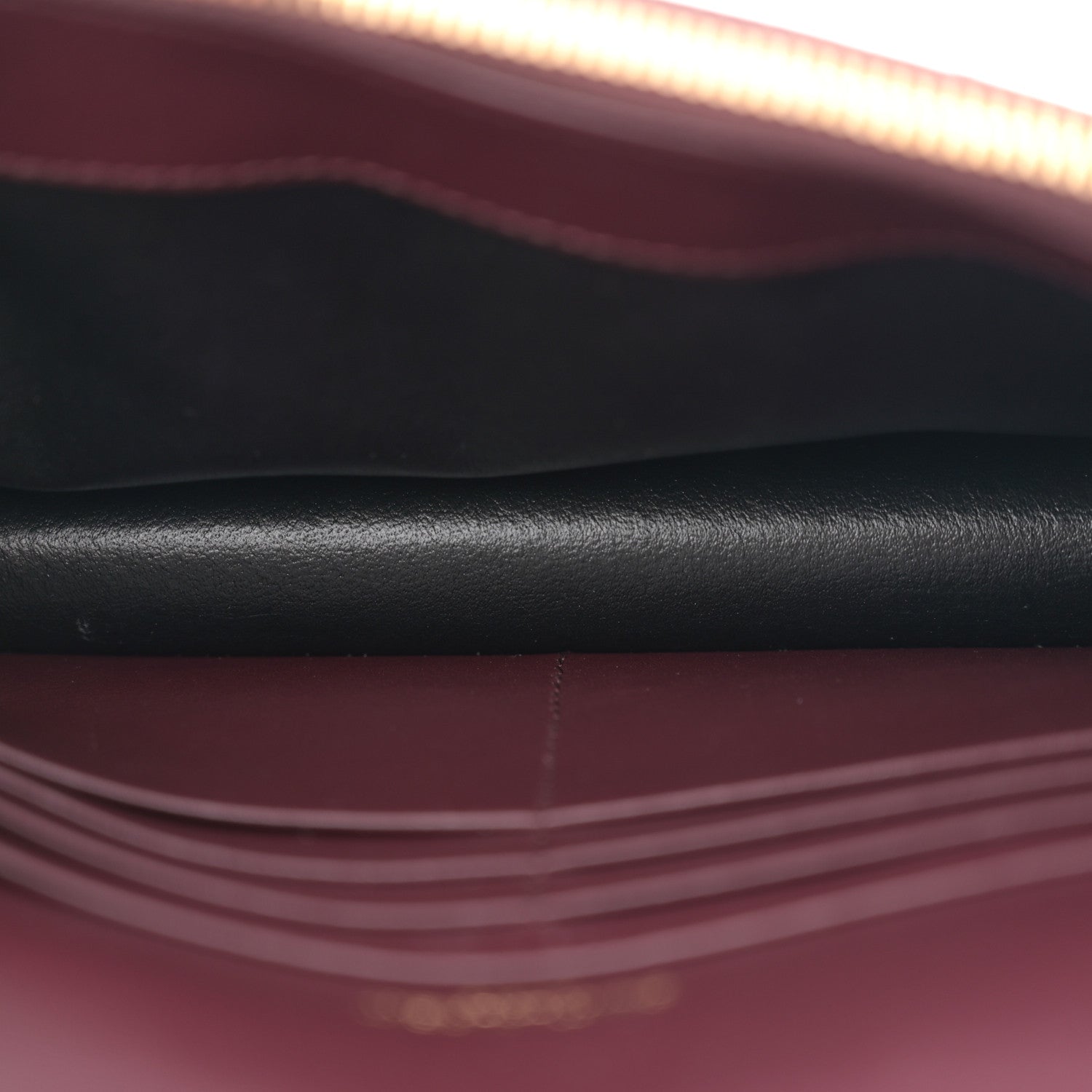 Saint Laurent Patent Calfskin Matelasse Chevron Monogram Envelope Chain Wallet Dark Red Wine 5 of 11
