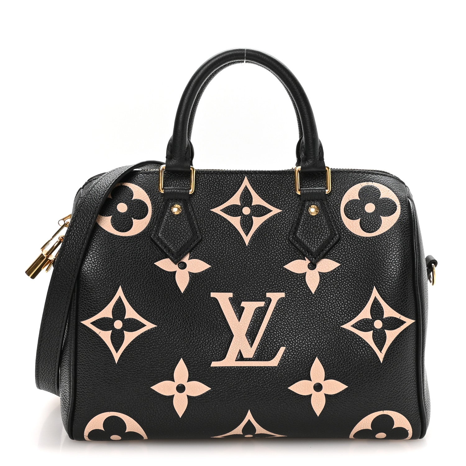 Louis Vuitton Empreinte Monogram Giant Speedy Bandouliere 25 Black Beige 1 of 10