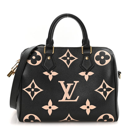 Louis Vuitton Empreinte Monogram Giant Speedy Bandouliere 25 Black Beige 1 of 10