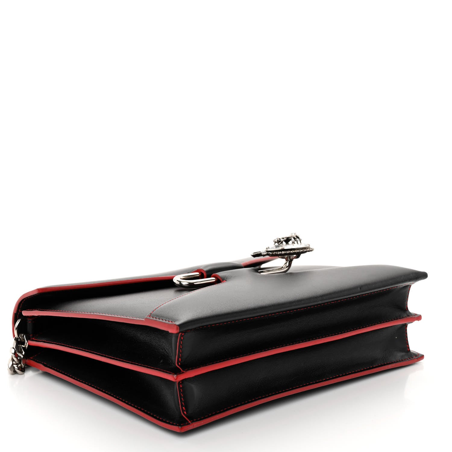 Alexander McQueen Calfskin Crystal Pin Envelope Satchel Black 4 of 10