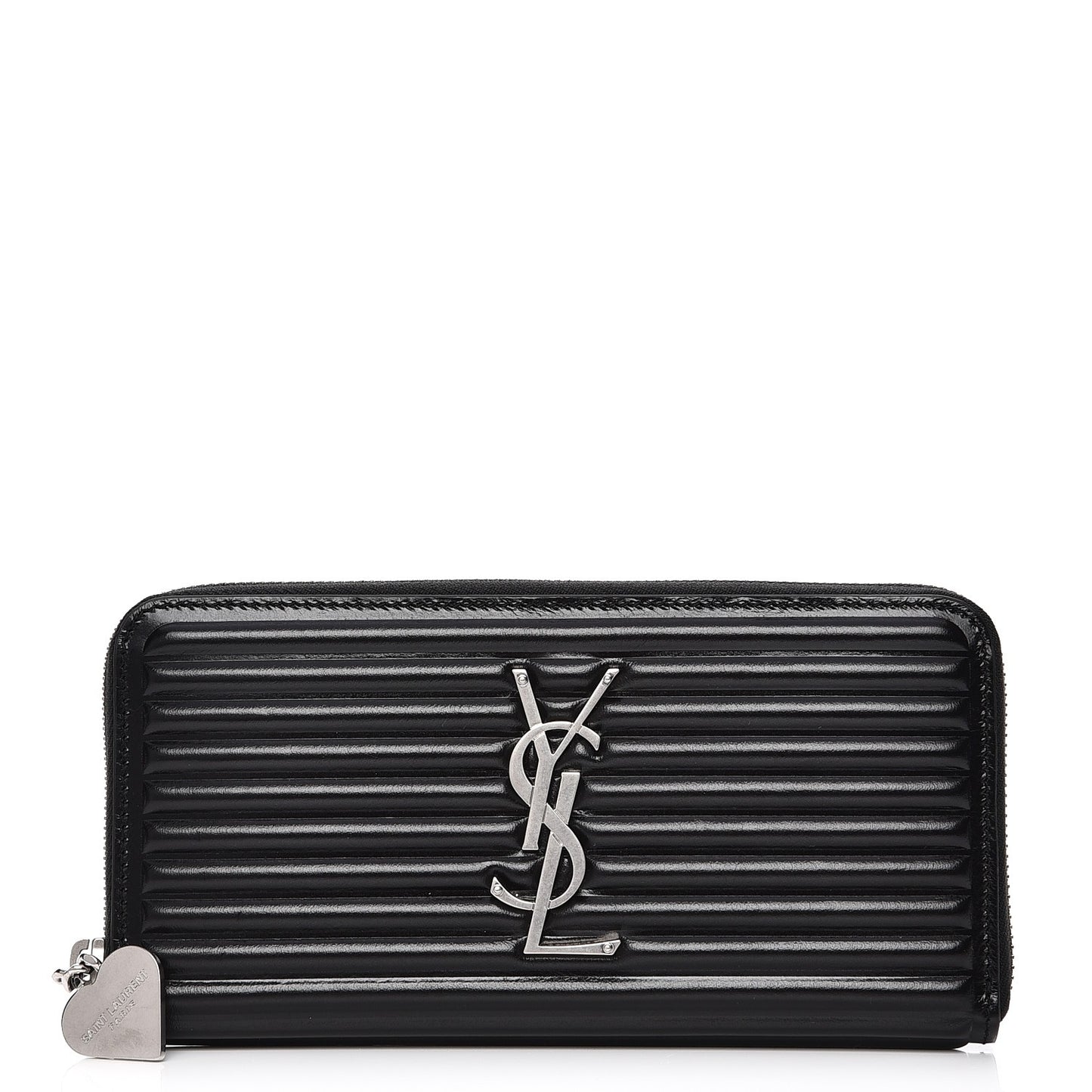 Ribbed Calfskin Opium Monogram Zip Around Wallet Black