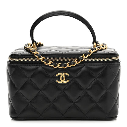 Chanel Lambskin Quilted Small Top Handle Vanity Case With Chain Black 1 of 11