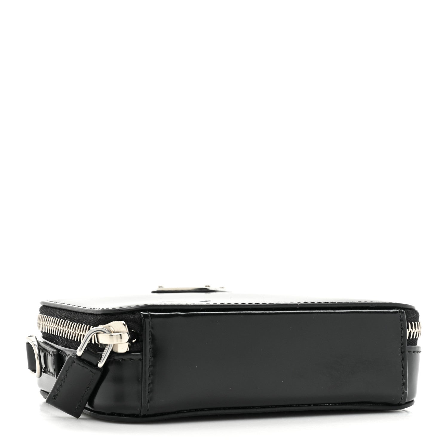 Prada Spazzolato Metal Triangle Logo Mini Pouch Shoulder Bag Black 4 of 8