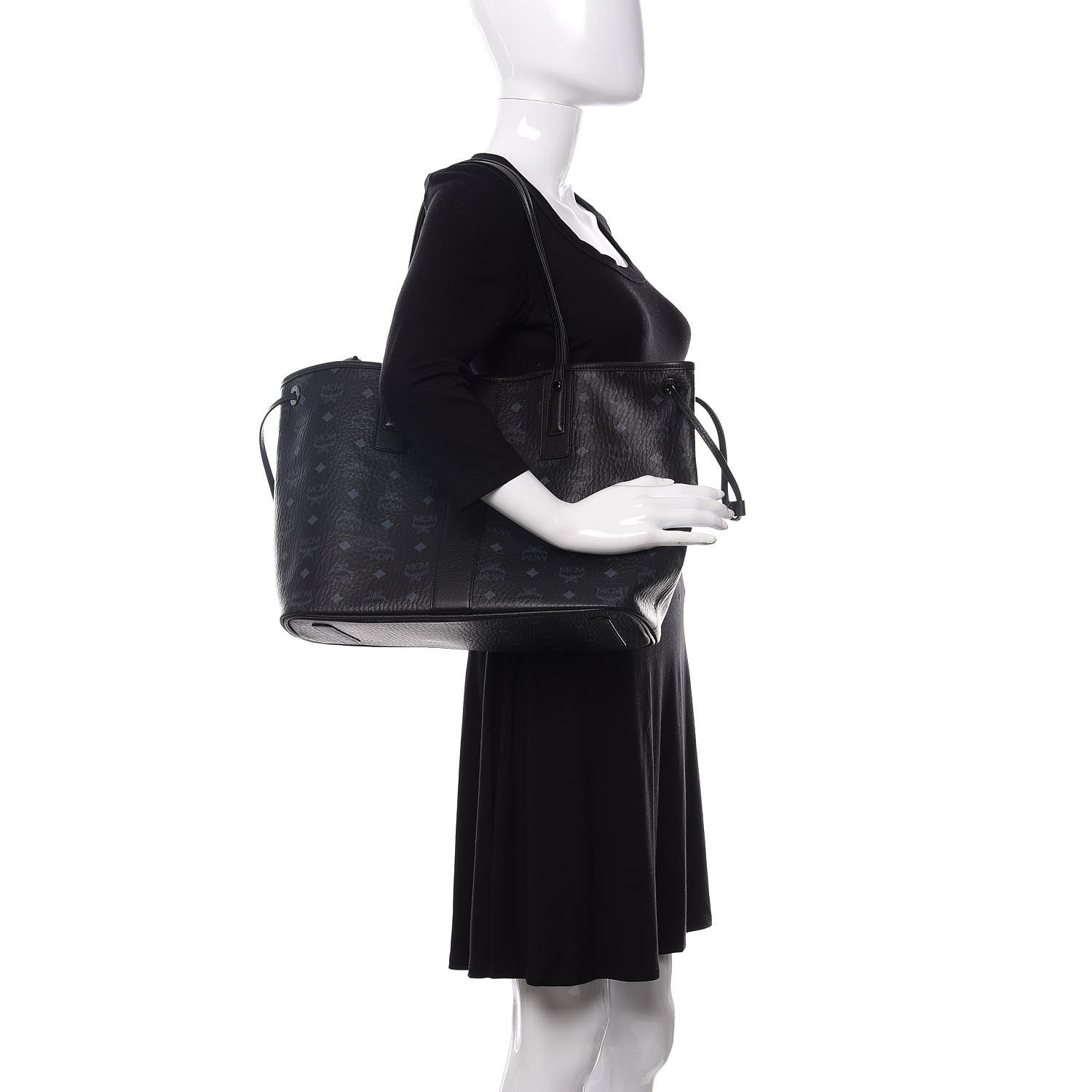 MCM Visetos Medium Liz Reversible Shopper Tote Black 2 of 15