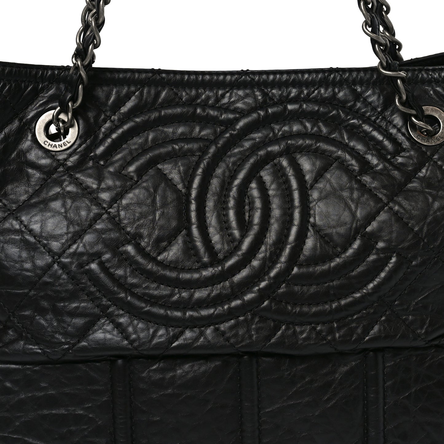 Aged Calfskin Small Shopping in Moscow Tote Black
