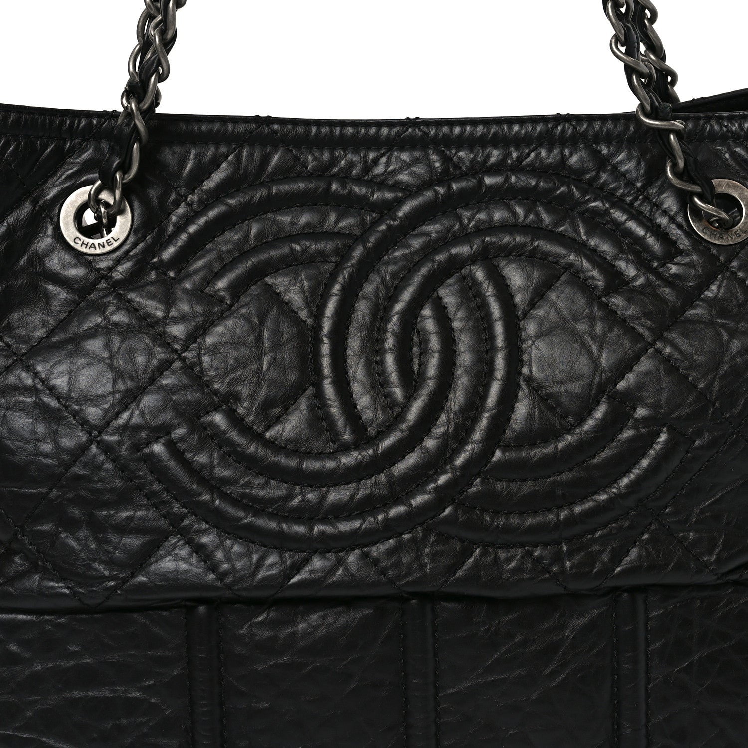 Chanel Aged Calfskin Small Shopping in Moscow Tote Black 8 of 10