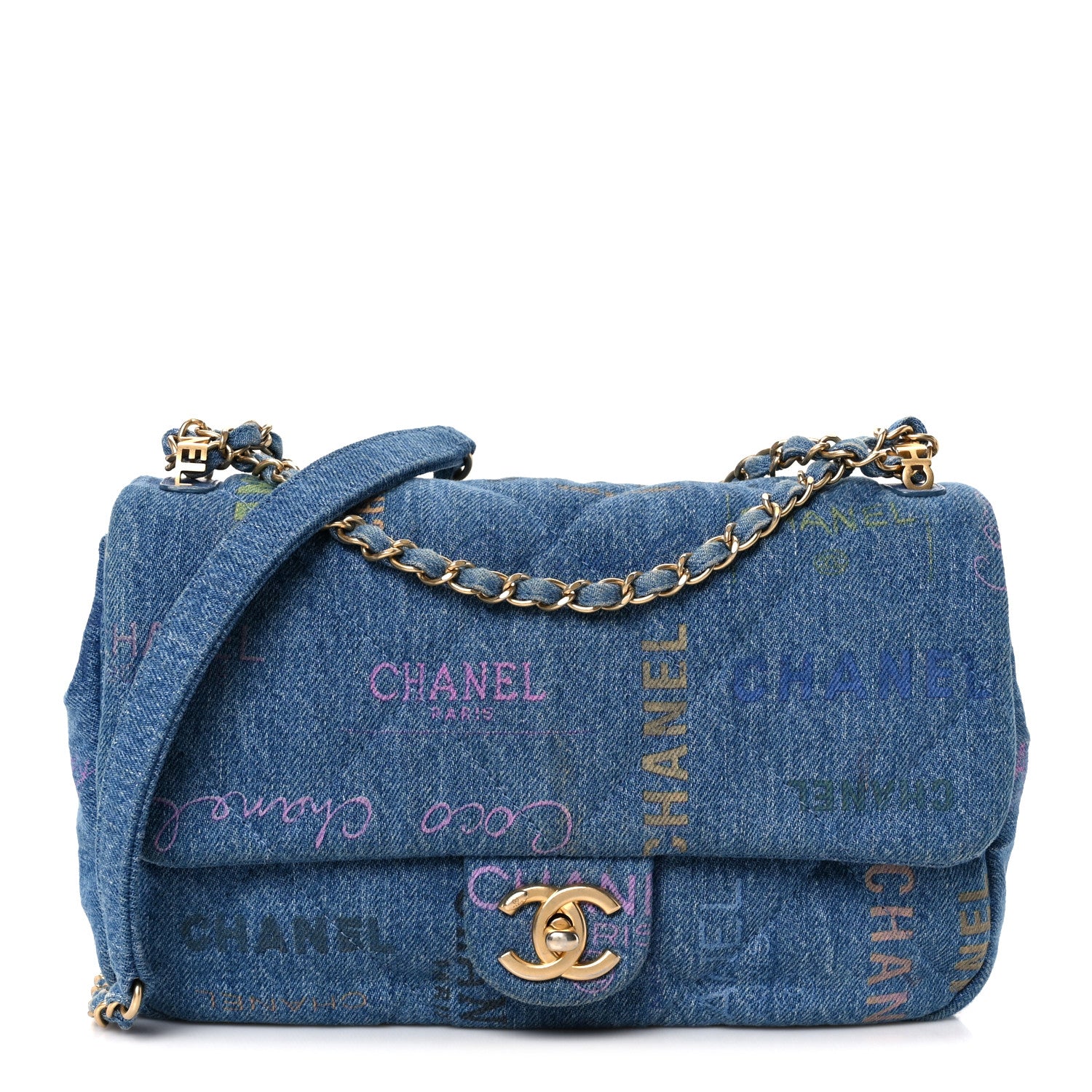 Chanel Denim Quilted Denim Large Mood Flap Blue Multicolor 1 of 11