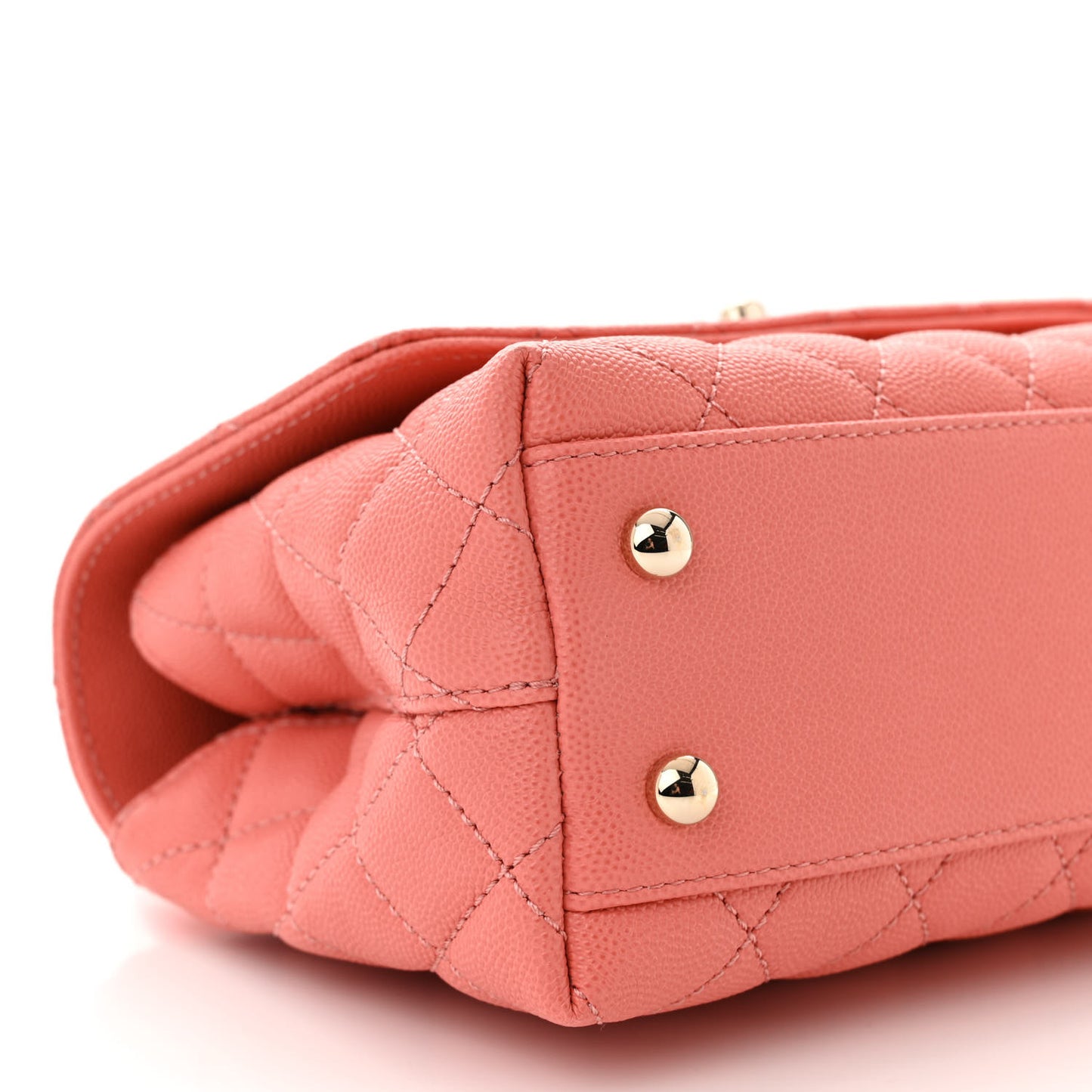 Caviar Quilted Mini Coco Handle Flap Coral