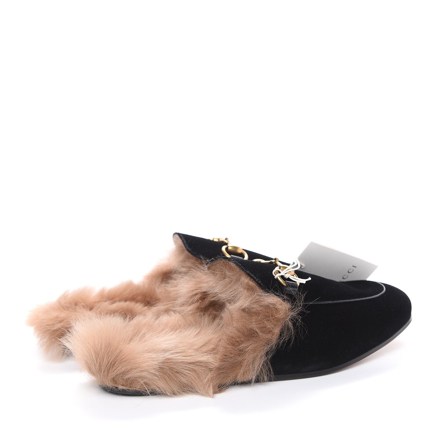 Velvet Fur Mens Princetown Slippers 6 Black