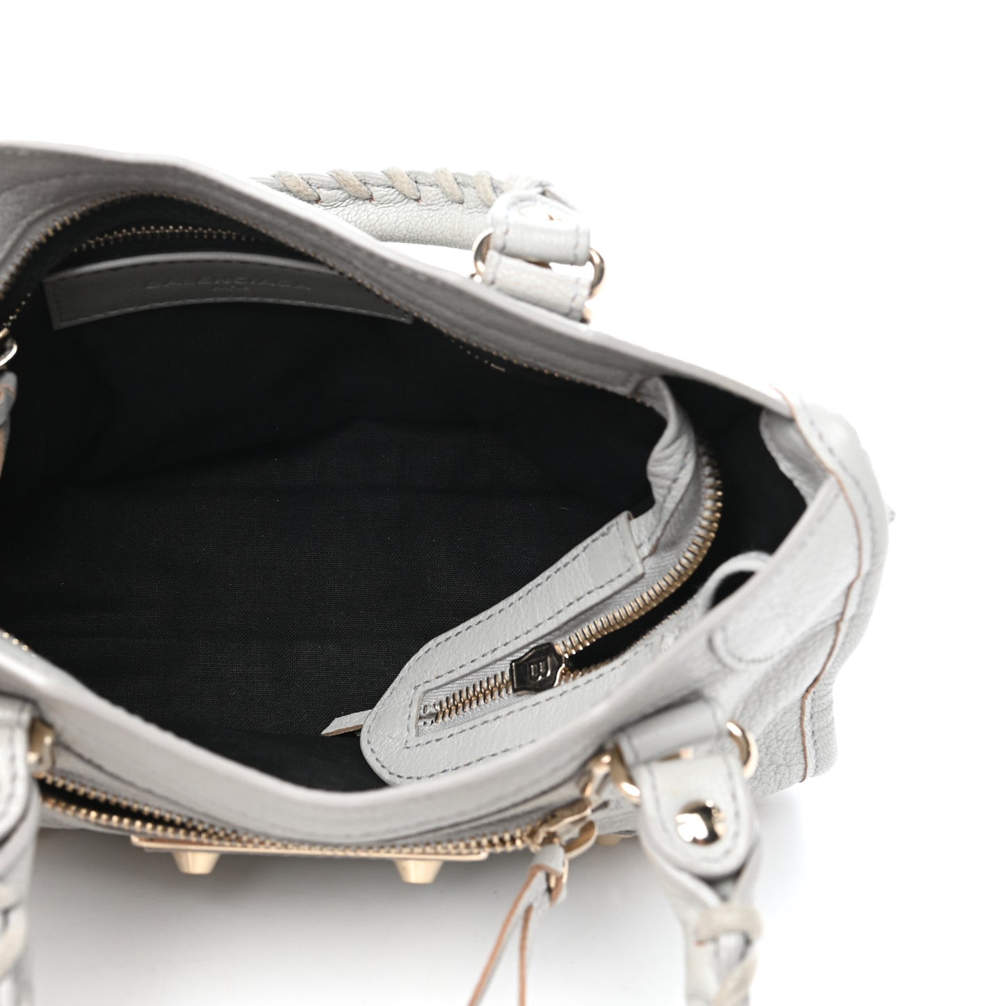 Chevre Gold Metallic Edge Hardware Mini City Gris Perle