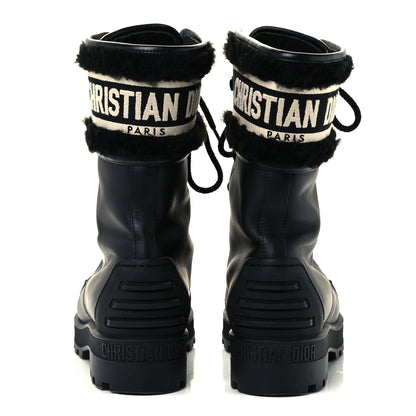 Christian Dior Calfskin Sherling Technical Fabric D-Major Ankle Boots 39 Black White 6 of 11