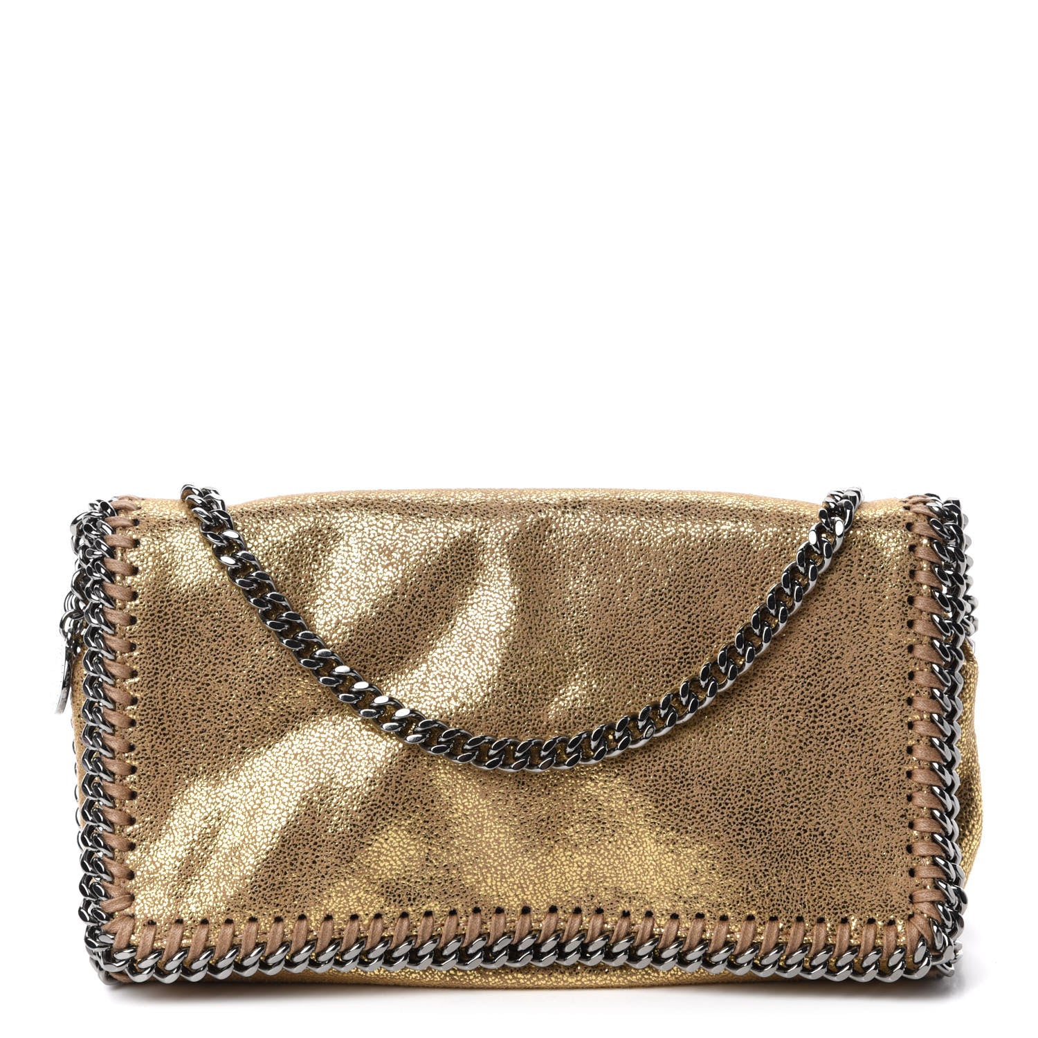 Stella McCartney Metallic Crackle Shaggy Deer Falabella Crossbody Bag Gold 1 of 10