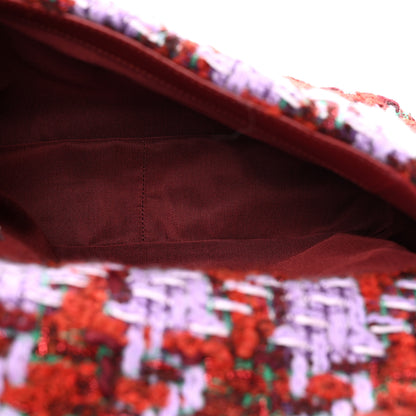 Chanel Tweed Quilted Medium Chanel 19 Flap Red Purple Green 5 of 10