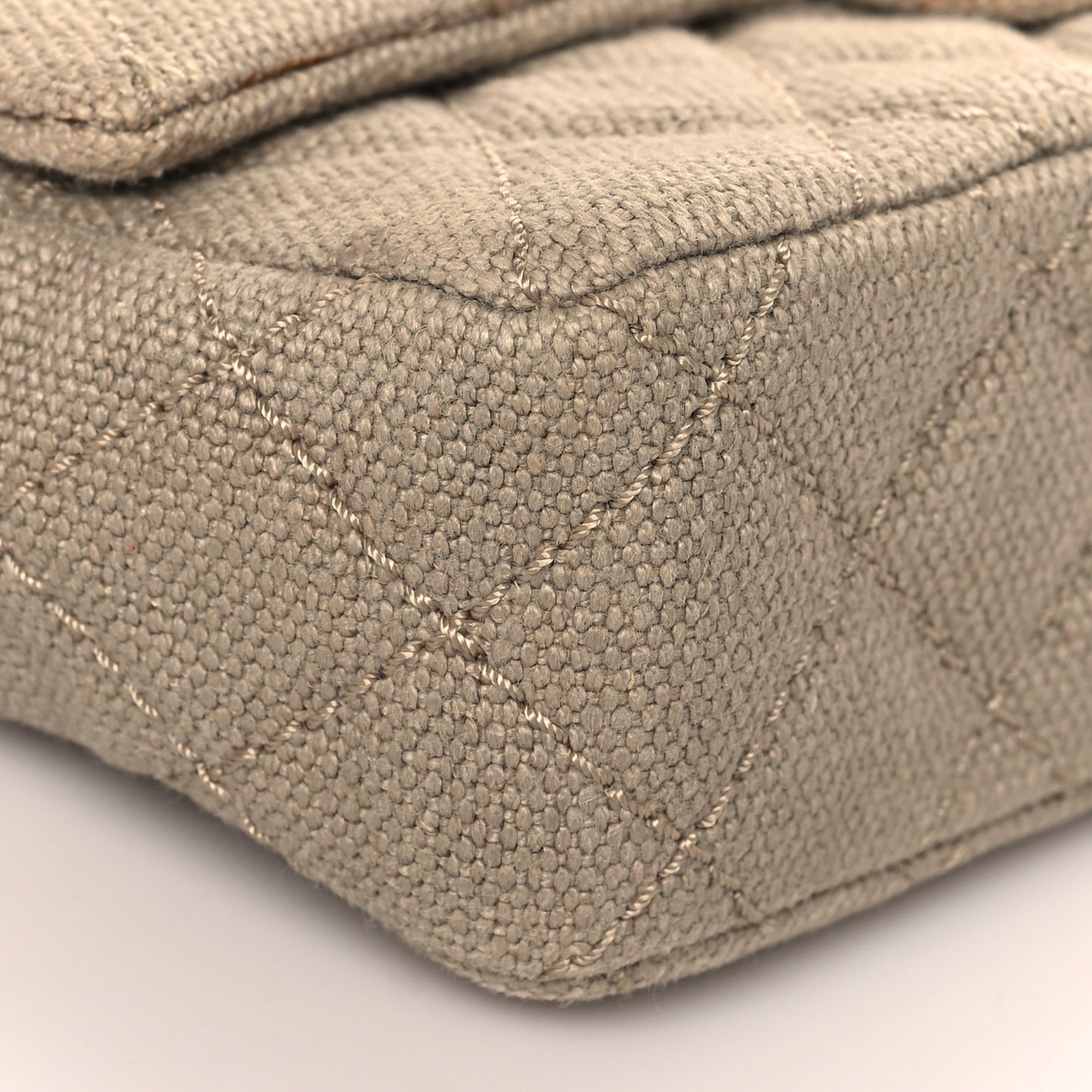 Canvas Quilted Mini Rectangular Flap Beige