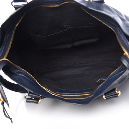 Balenciaga Chevre Gold Metallic Edge Hardware City Bleu Nuit Dark Sea 6 of 8