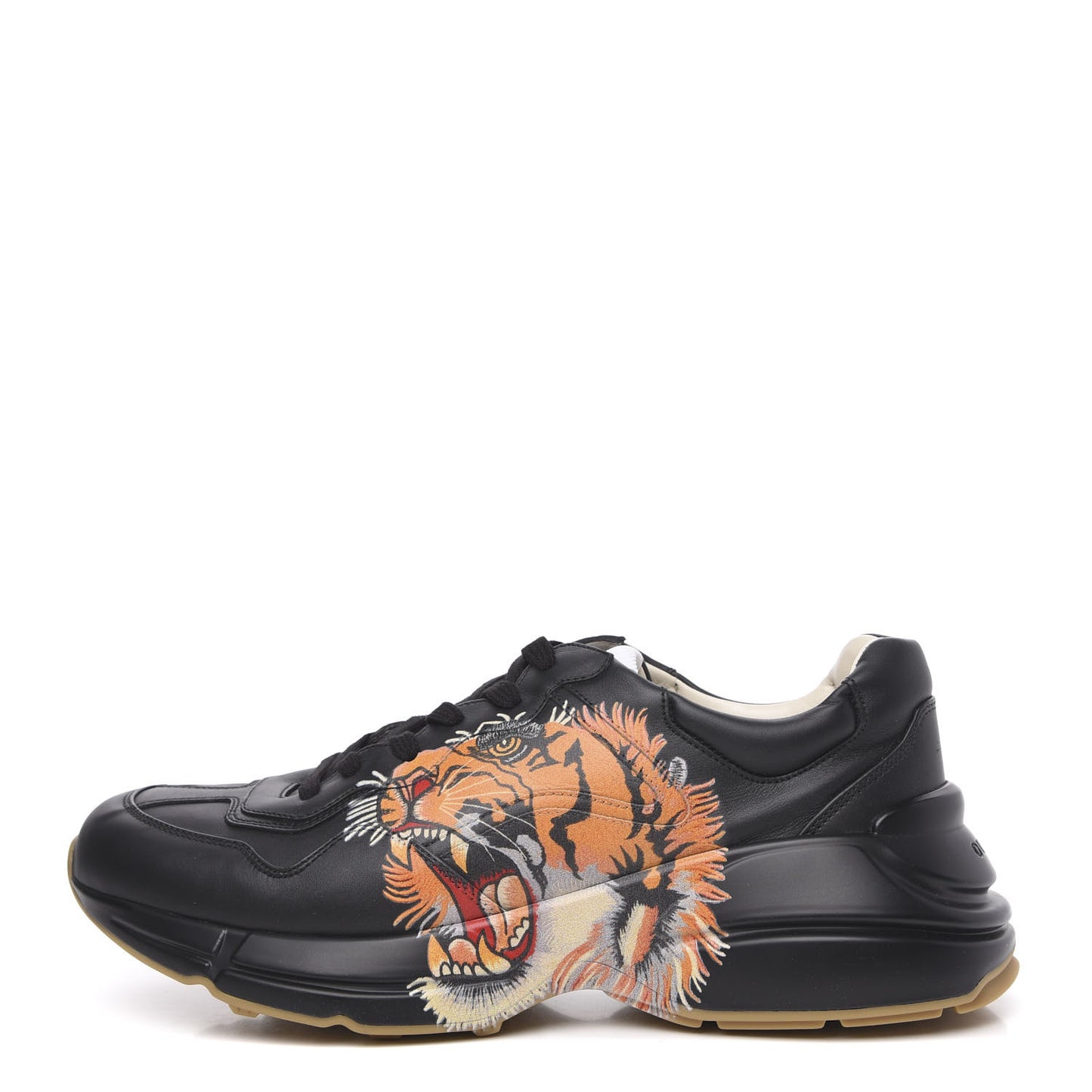 Calfskin Tiger Print Mens Rhyton Sneakers 10.5 Black