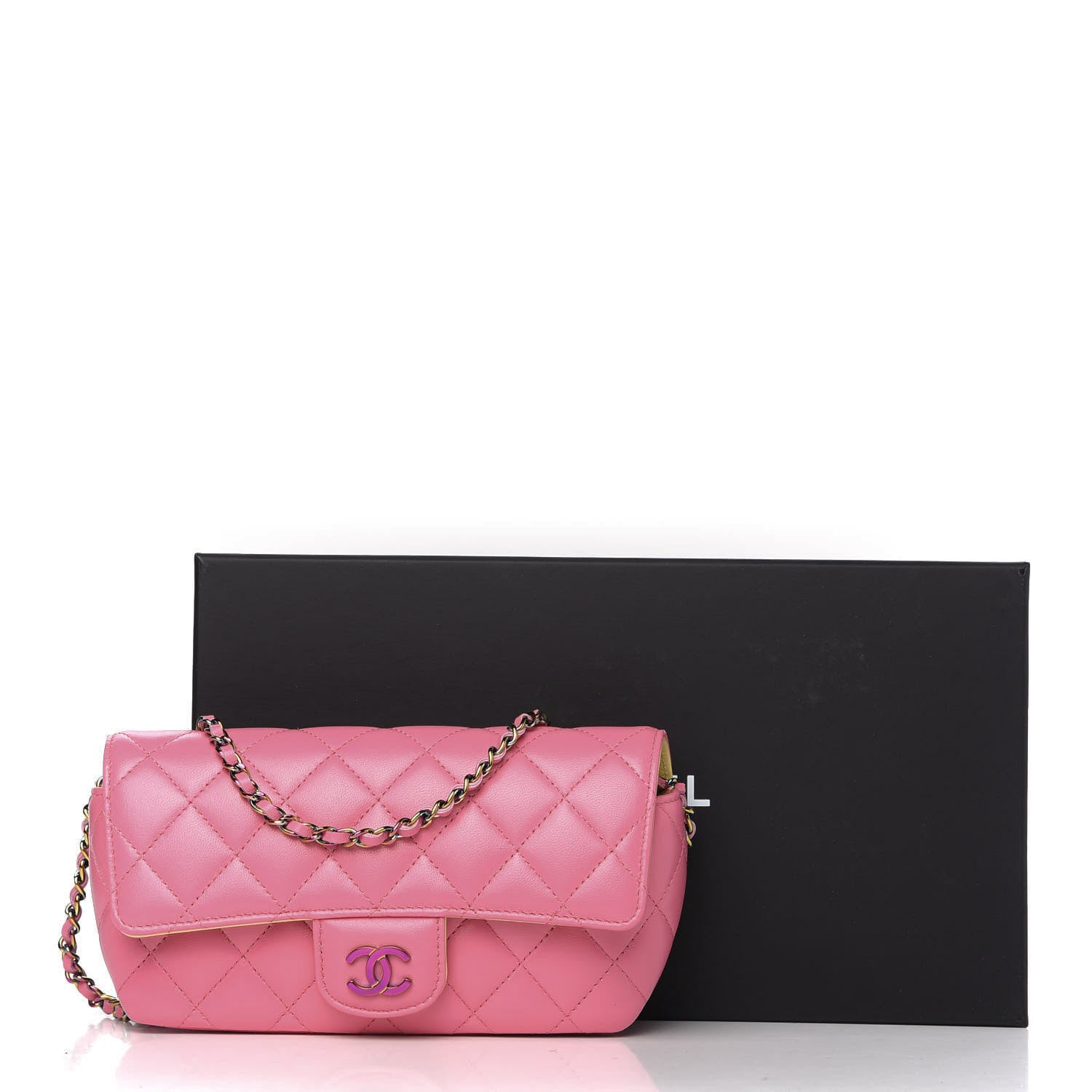 Chanel Lambskin Quilted Glasses Case With Chain Pink Yellow 13 of 13