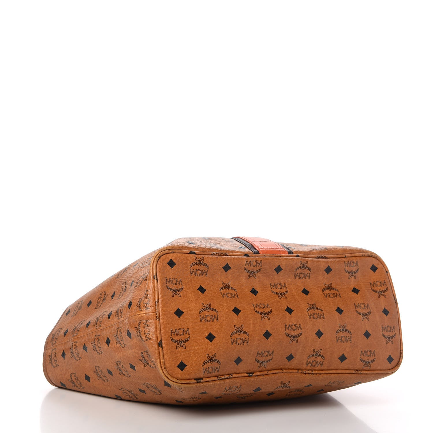 MCM Visetos Crocodile Embossed Medium Liz Shopper Tote Cognac 4 of 10