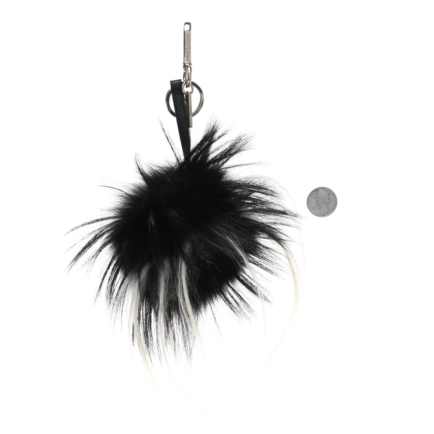 Cuoio Romano Goat Fox Fur Metal Stitch Triangle Monster Eyes Cube Bag Charm Black White
