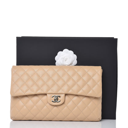 Chanel Caviar Quilted Flap Clutch Beige 8 of 8