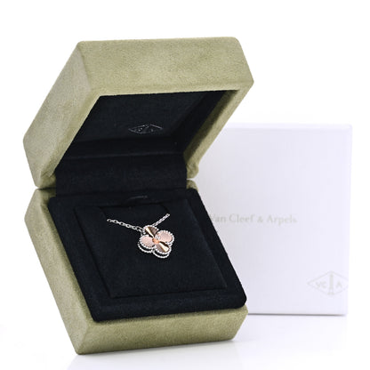 Van Cleef & Arpels 18K White Rose Gold Diamond Guilloche Vintage Alhambra Pendant Necklace 7 of 7