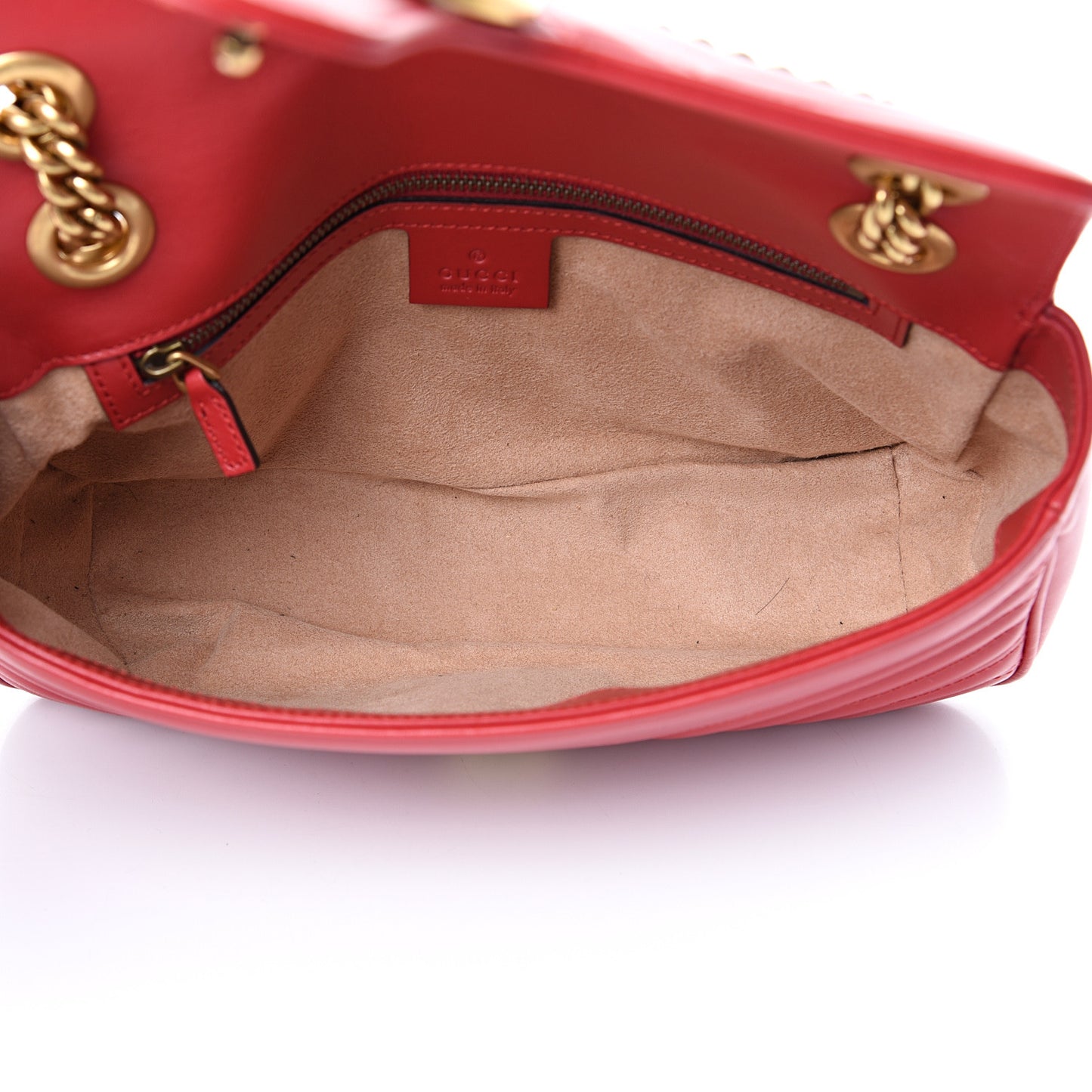 Calfskin Matelasse Small GG Marmont Shoulder Bag Hibiscus Red