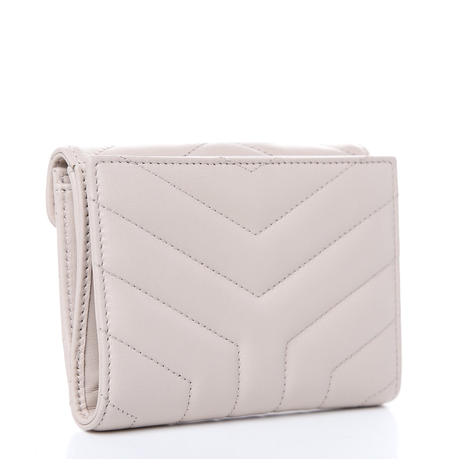 Saint Laurent Lambskin Y Quilted Monogram Compact Loulou Wallet Nude Powder 3 of 11