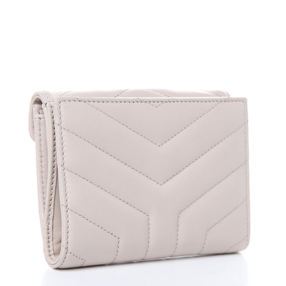 Saint Laurent Lambskin Y Quilted Monogram Compact Loulou Wallet Nude Powder 3 of 11