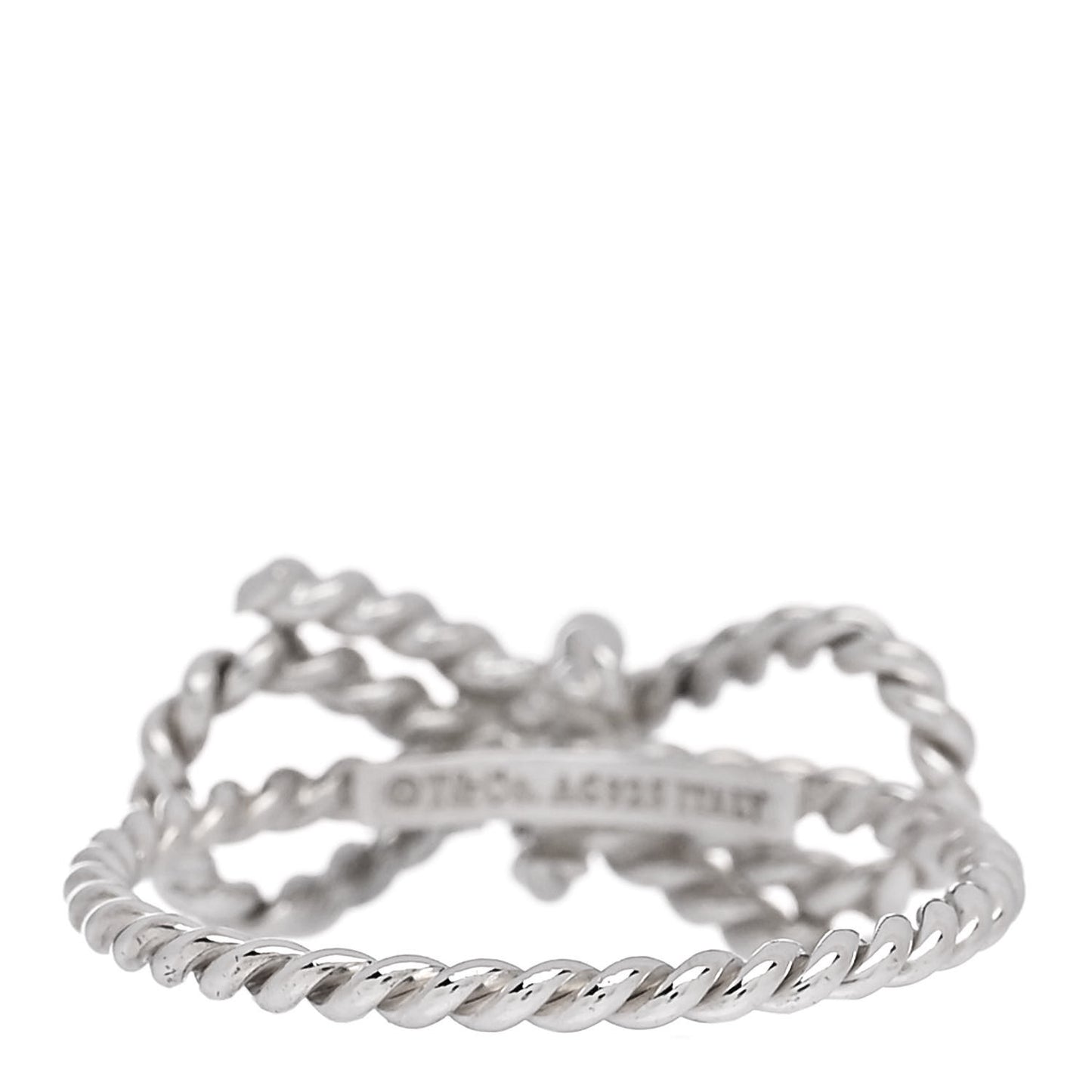Sterling Silver Textured Twist Bow Ring 50 5.5