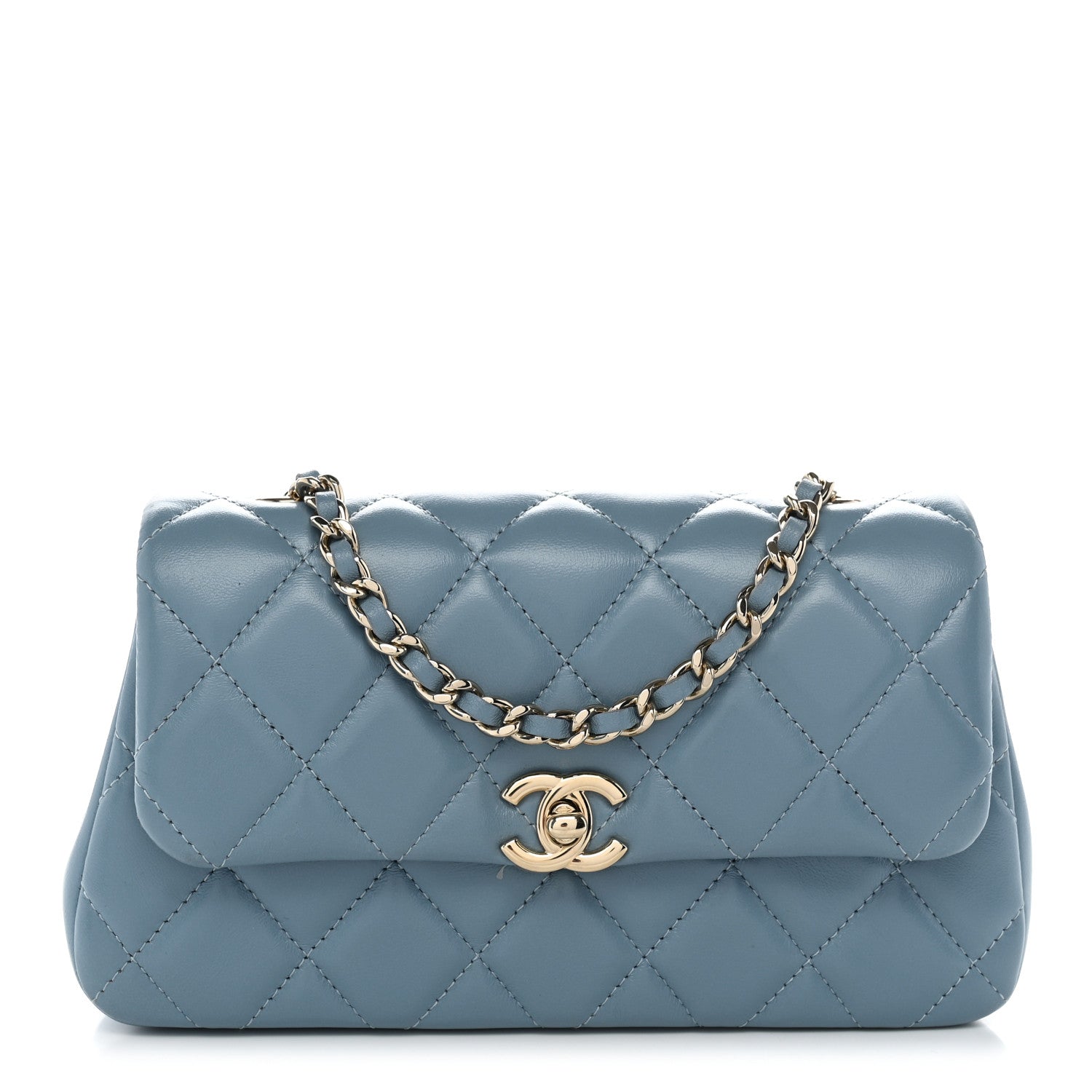 Chanel Lambskin Quilted Rectangular Phone Holder Clutch With Chain Dark Blue 1 of 11