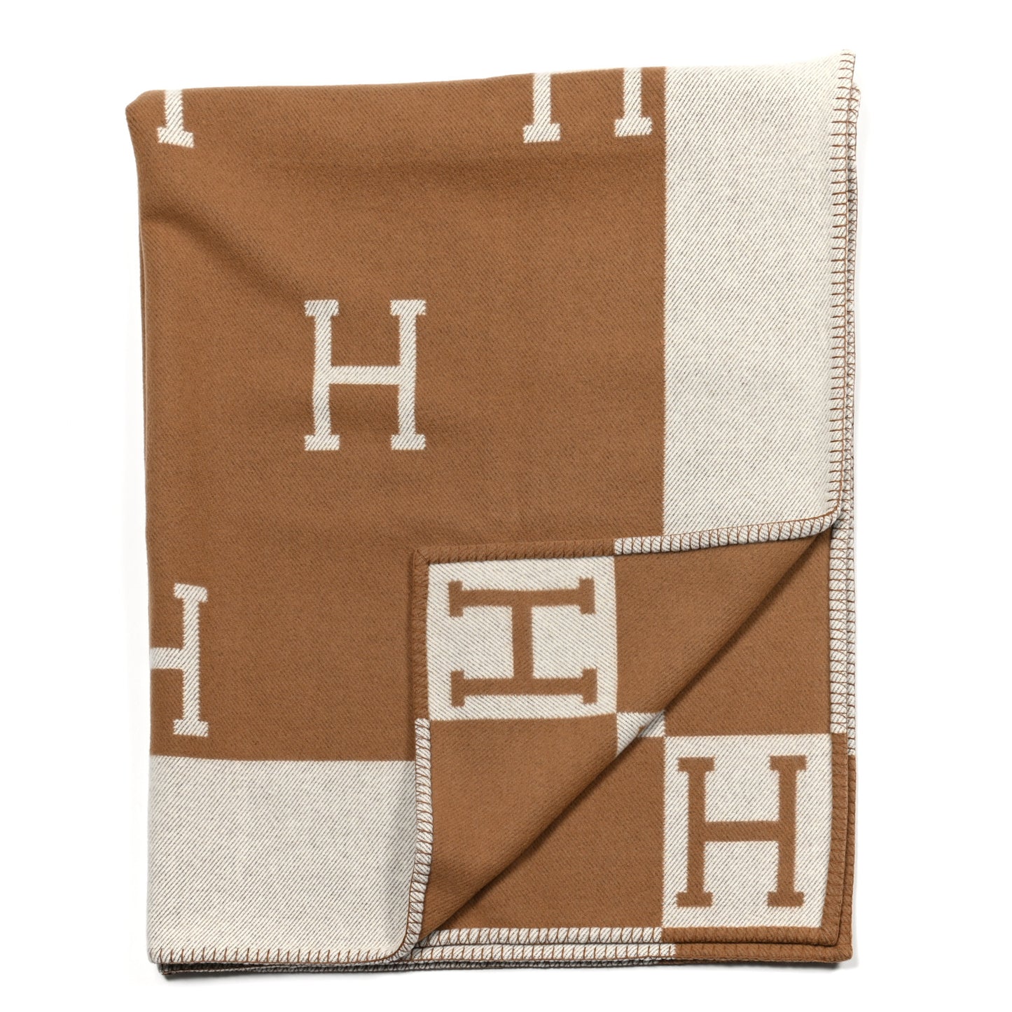 Wool Cashmere Avalon Blanket Ecru Camel