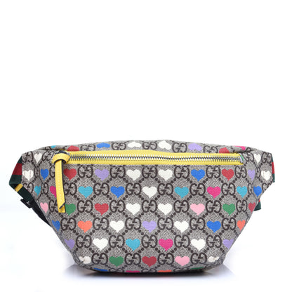 Gucci Soft GG Supreme Monogram Hearts Web Childrens Belt Bag Beige Ebony Multicolor Freesia 1 of 10