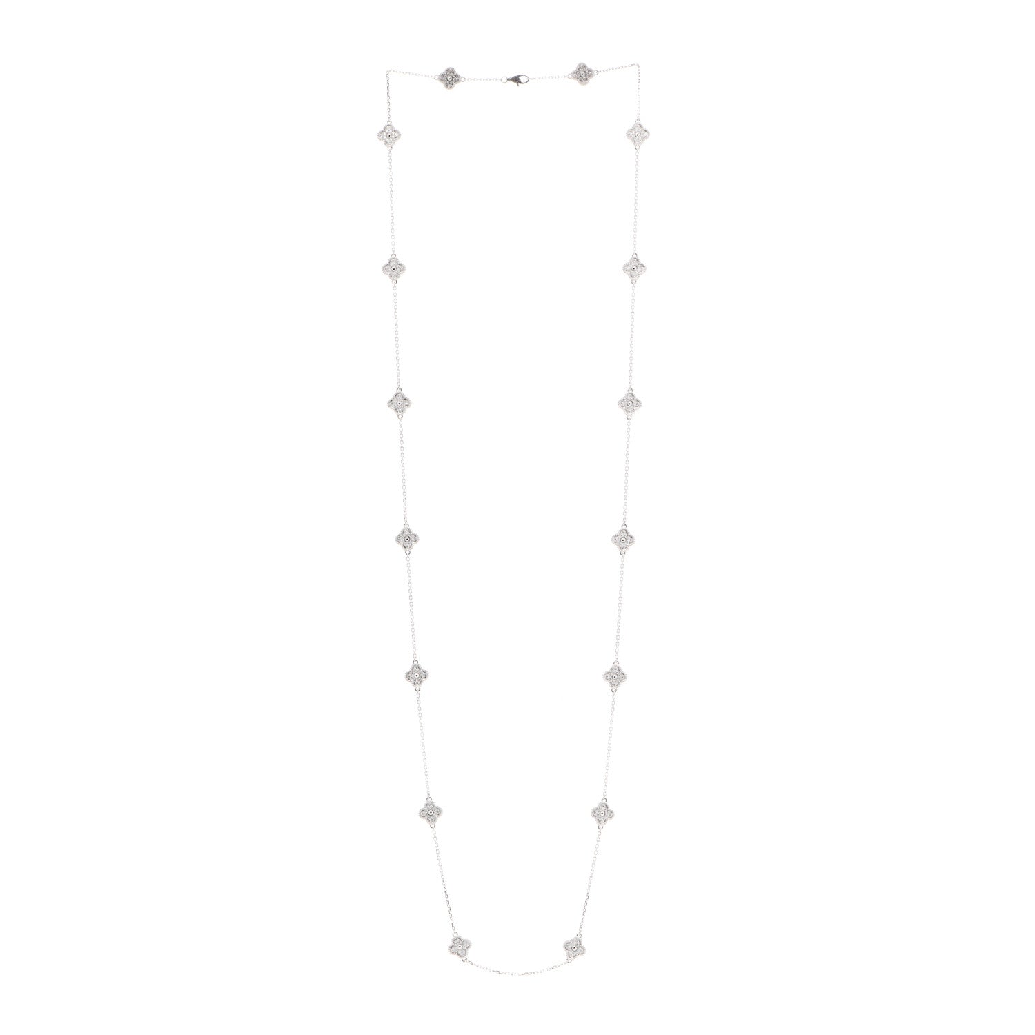 Van Cleef & Arpels 18K White Gold Diamond 16 Motifs Sweet Alhambra Necklace 3 of 7