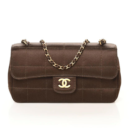 Chanel Satin Chocolate Bar Quilted Rectangular Mini Flap Dark Brown 1 of 8