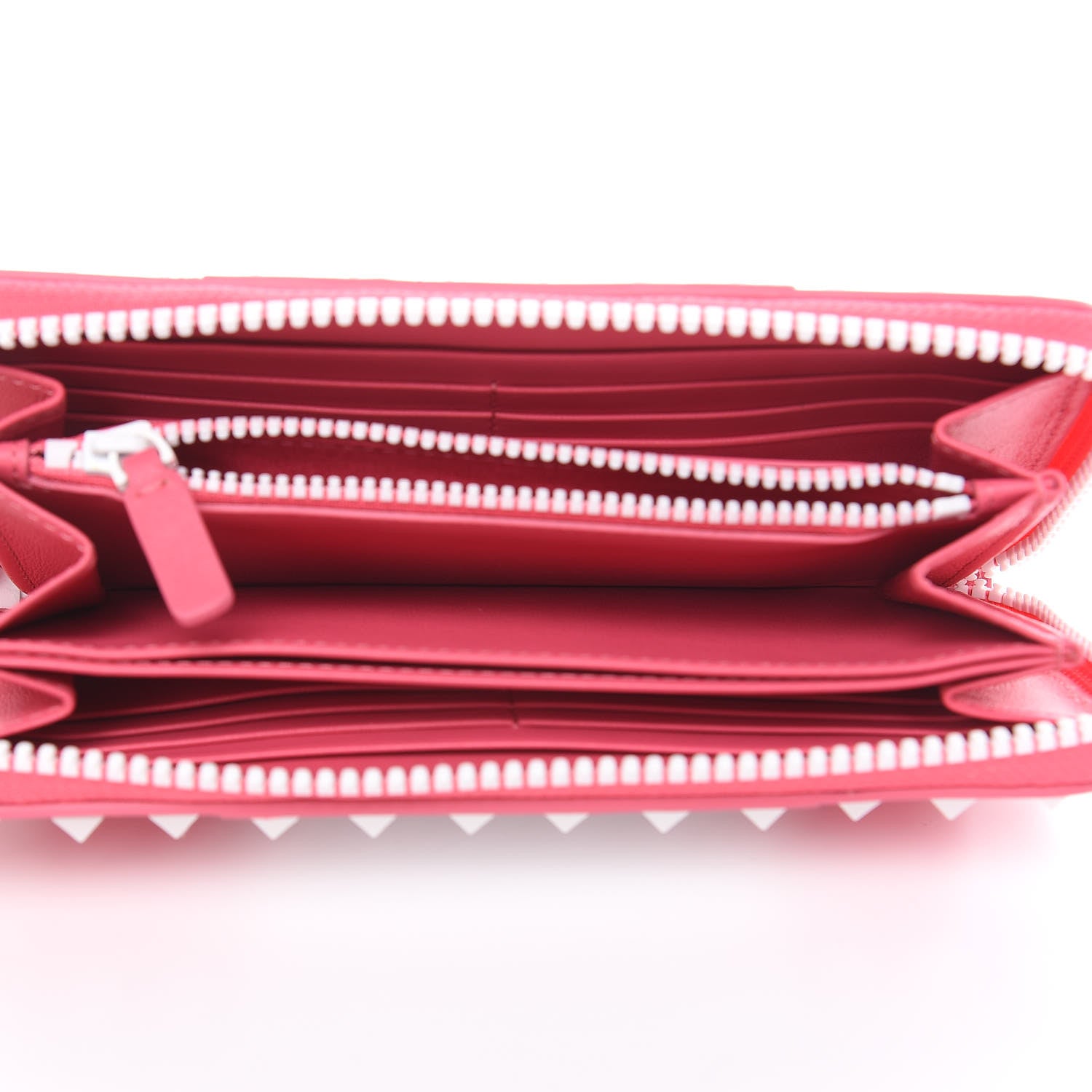 Valentino Garavani Vitello Colorblock Free Rockstud Zip Around Wallet Shadow Pink White 5 of 8