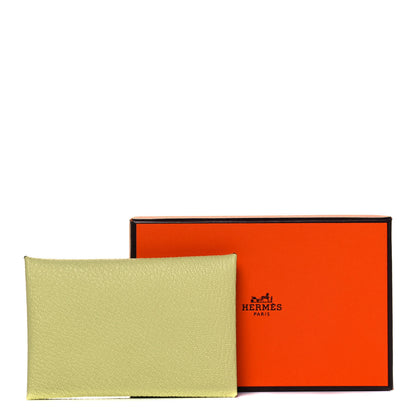 Hermes Chevre Mysore Verso Calvi Card Case Jaune Bourgeon Nata 7 of 7