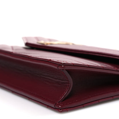 Saint Laurent Calfskin Matelasse Chevron Monogram Envelope Chain Wallet Rouge Merlot 10 of 11
