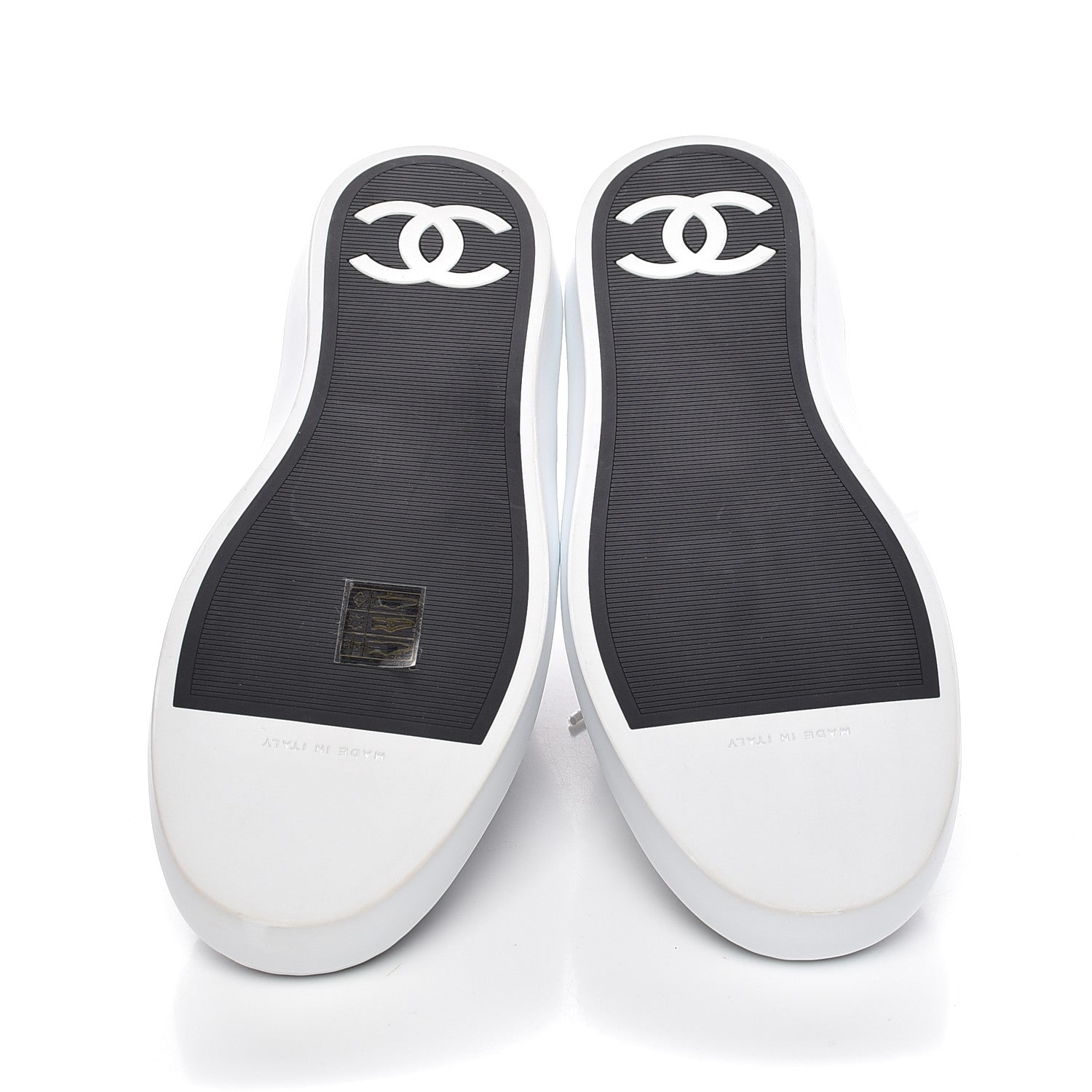 Chanel Embroidered Calfskin CC Sneakers 38.5 Black White 5 of 11