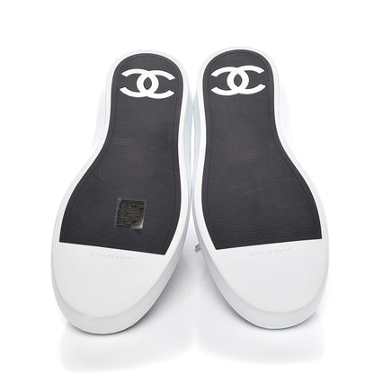 Chanel Embroidered Calfskin CC Sneakers 38.5 Black White 5 of 11